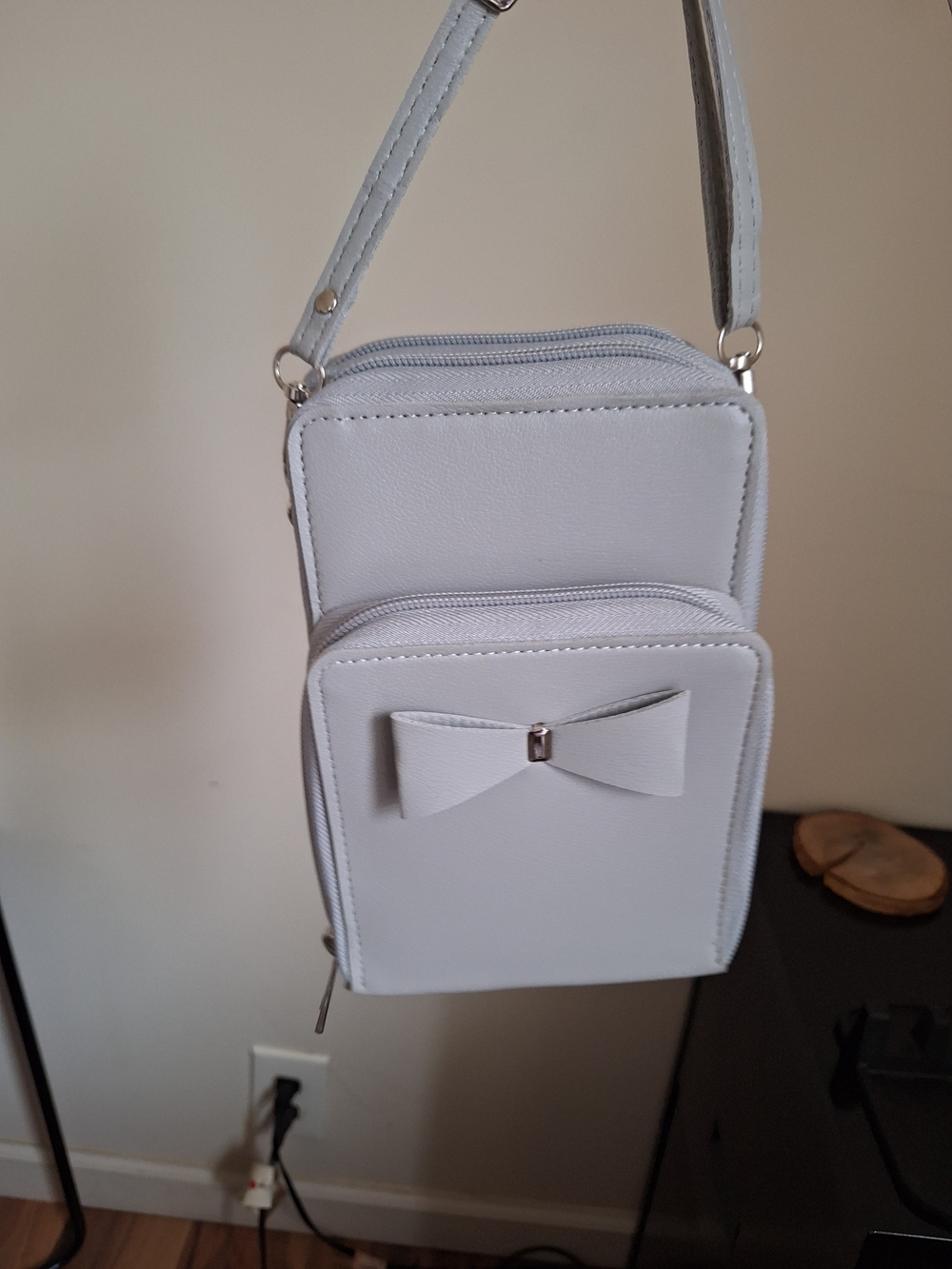 White Bow Accent Crossbody Bag for Women